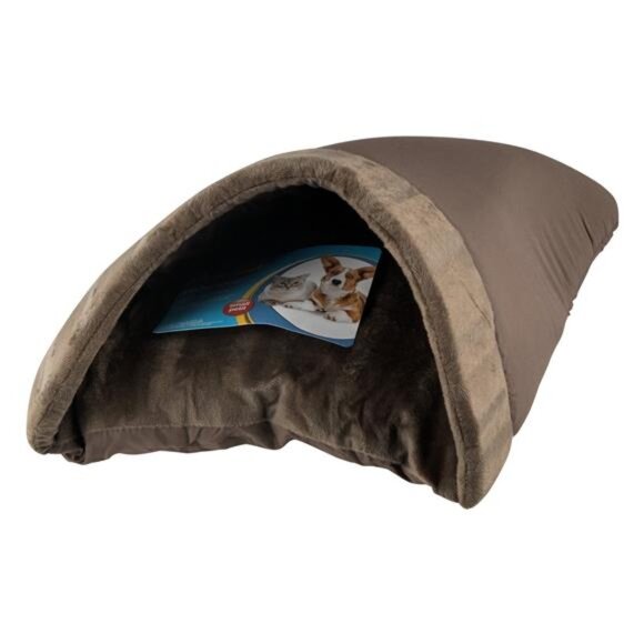 Pet Kitty Cave Small Dog Plush Cat Bed, 16" x 19"Brown - Picture 1 of 7